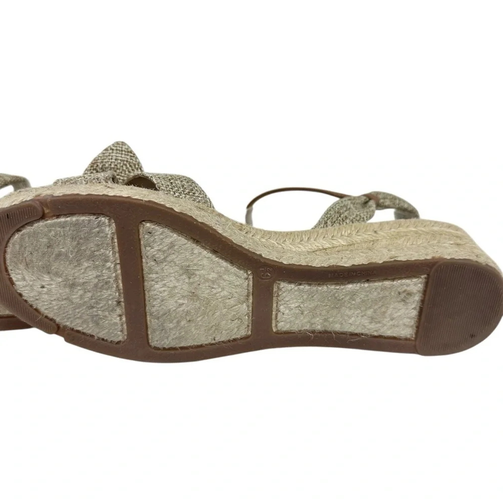 Talbots Linen Bow Espadrille Wedge Sandal Size 6.5